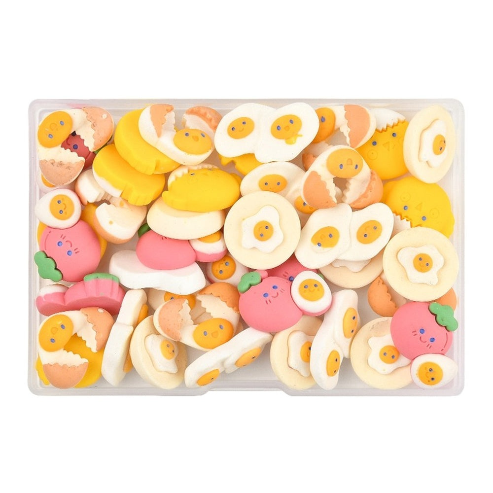 Opaque Resin Cabochons - Egg & Chick & Tomato - 16-18x19-26x6.5-7.5mm - 4 per bag