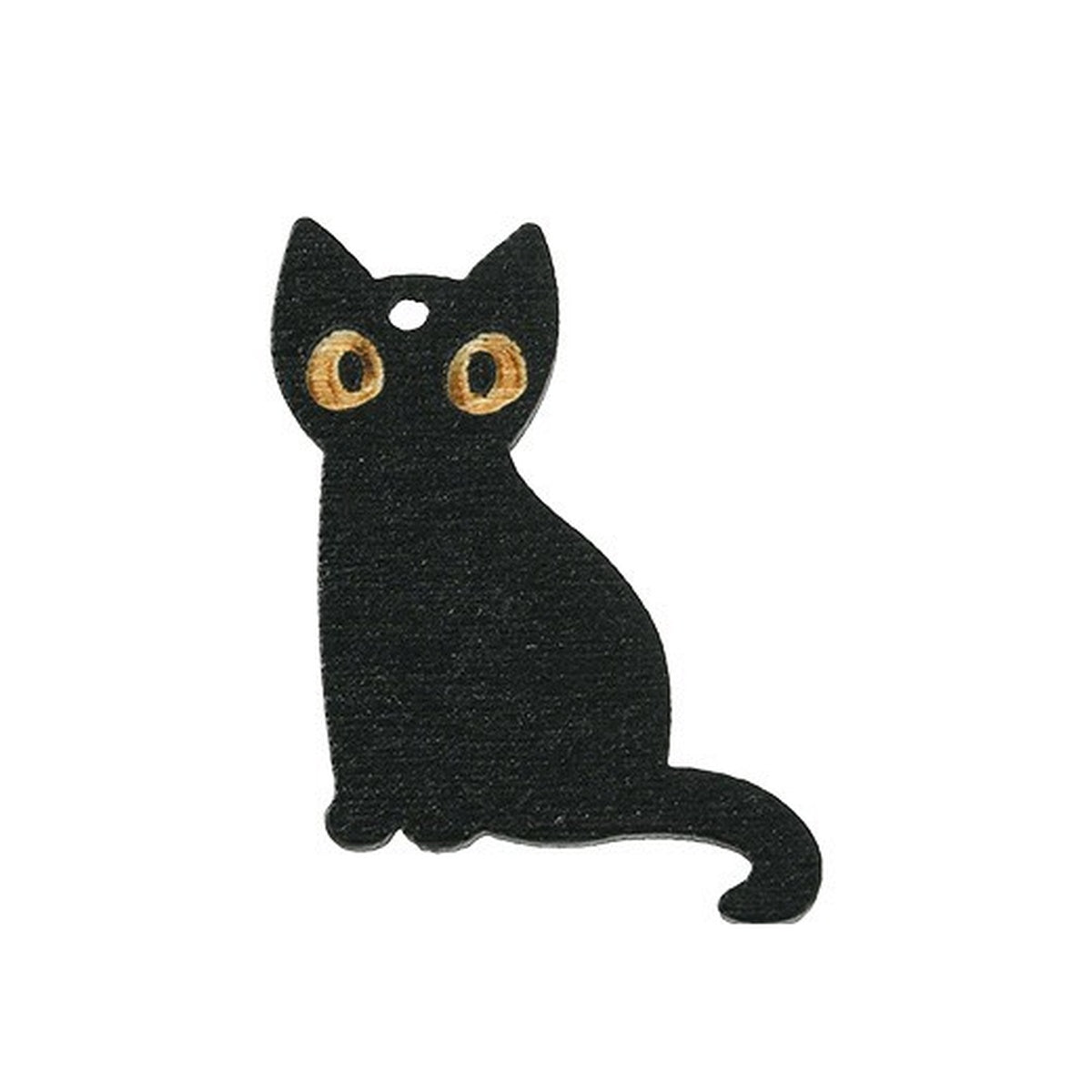 Halloween Carved Wood Pendant - Cat - 30.5x23.5x2mm