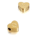 Gold Plated 304 Stainless Steel Beads - Heart with Letter - Letter O - 7x8x3.4mm