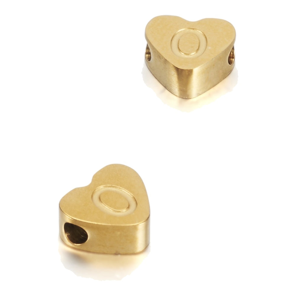 Gold Plated 304 Stainless Steel Heart with Letter - Letter O