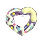 Lavender clear acrylic heart bead with white zigzag