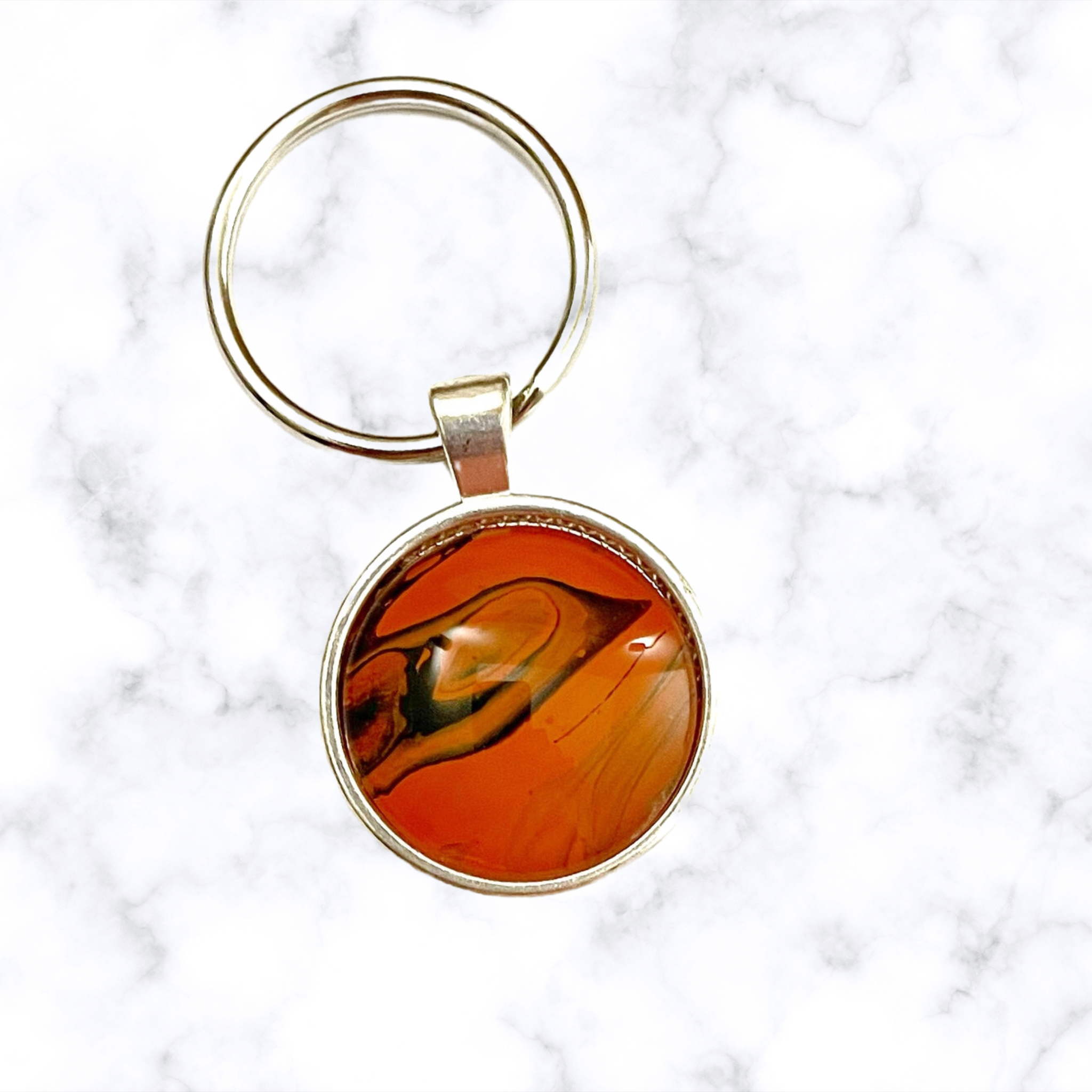 Orange Acrylic Paint Key Ring