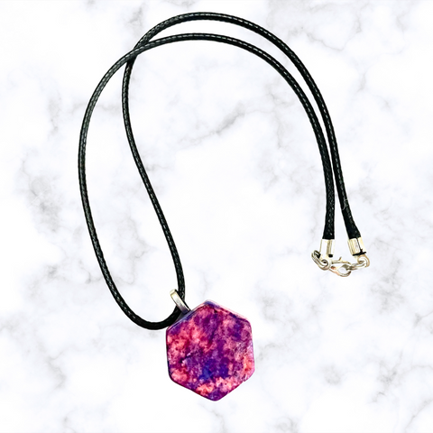Pink and Purple Hexagon Tile Necklace