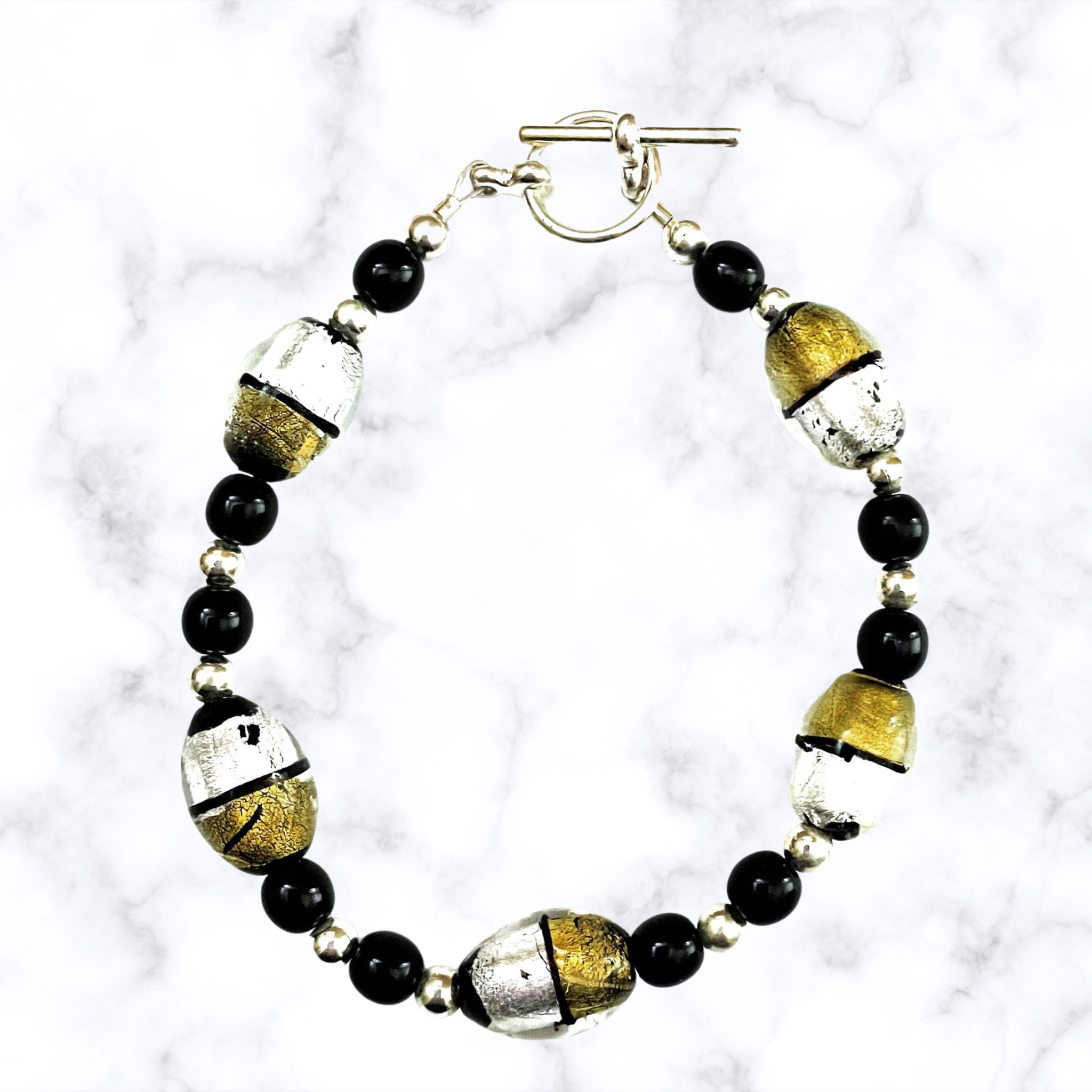 Silver and Gold Foil Wire Bracelet