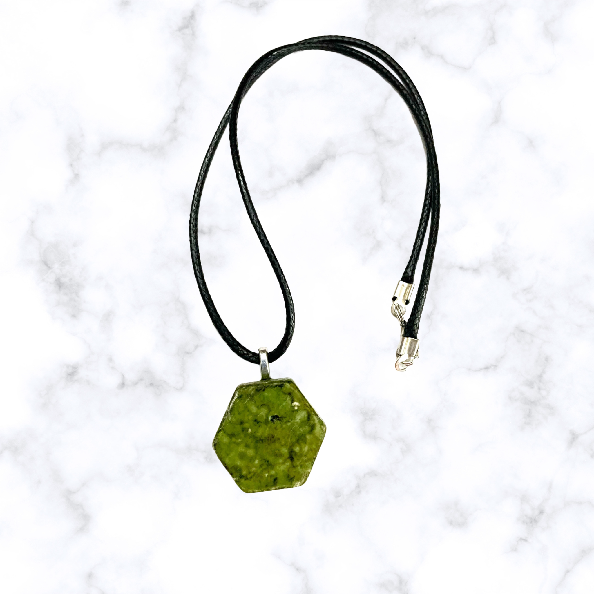 Green Hexagon Tile Necklace