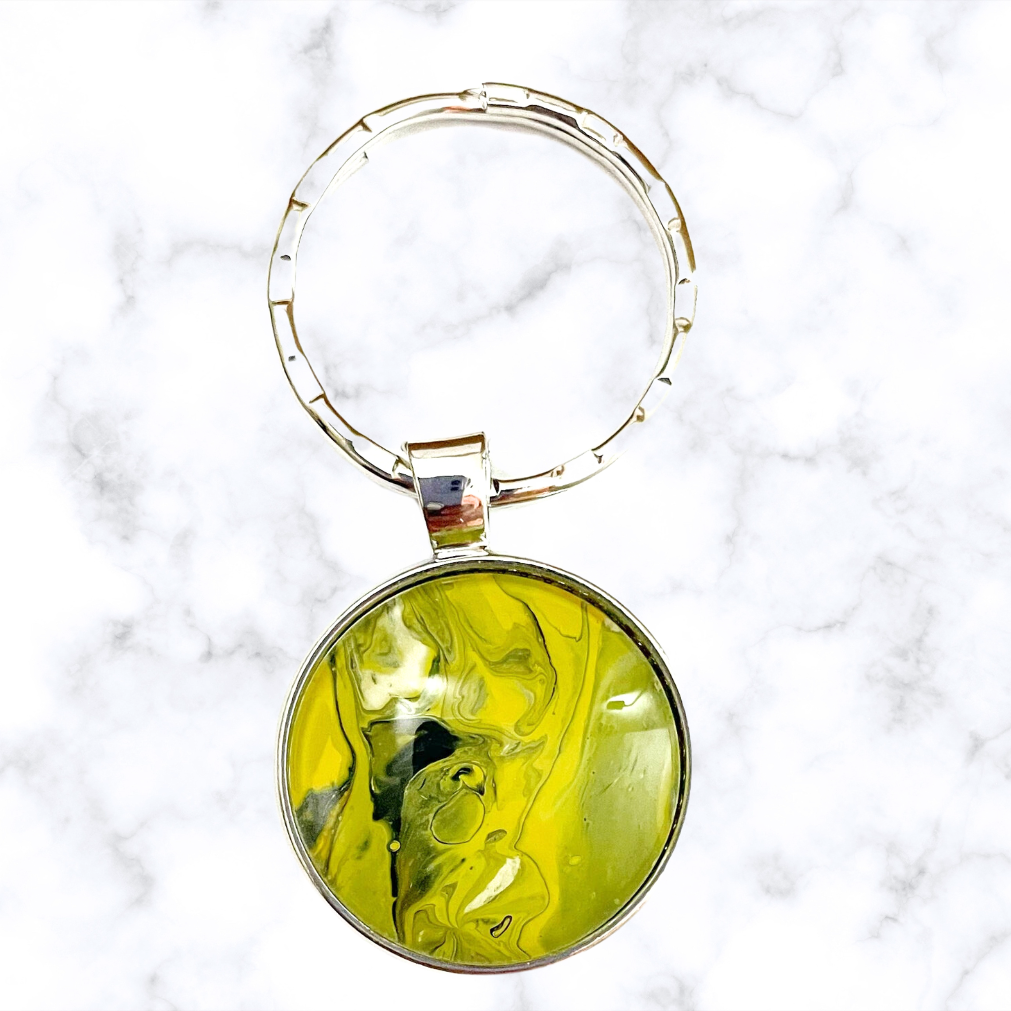 Yellow Acrylic Paint Key Ring
