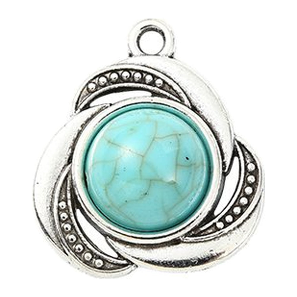 Synthetic Turquoise Pendant with Antique Silver Tibetan Style Alloy - Mixed Shapes - 21.5-42.5x11.5-25x3-7mm