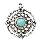 Synthetic Turquoise Pendant with Antique Silver Tibetan Style Alloy - Mixed Shapes - 21.5-42.5x11.5-25x3-7mm