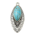 Synthetic Turquoise Pendant with Antique Silver Tibetan Style Alloy - Mixed Shapes - 21.5-42.5x11.5-25x3-7mm