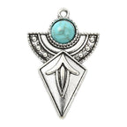 Synthetic Turquoise Pendant with Antique Silver Tibetan Style Alloy - Mixed Shapes - 21.5-42.5x11.5-25x3-7mm