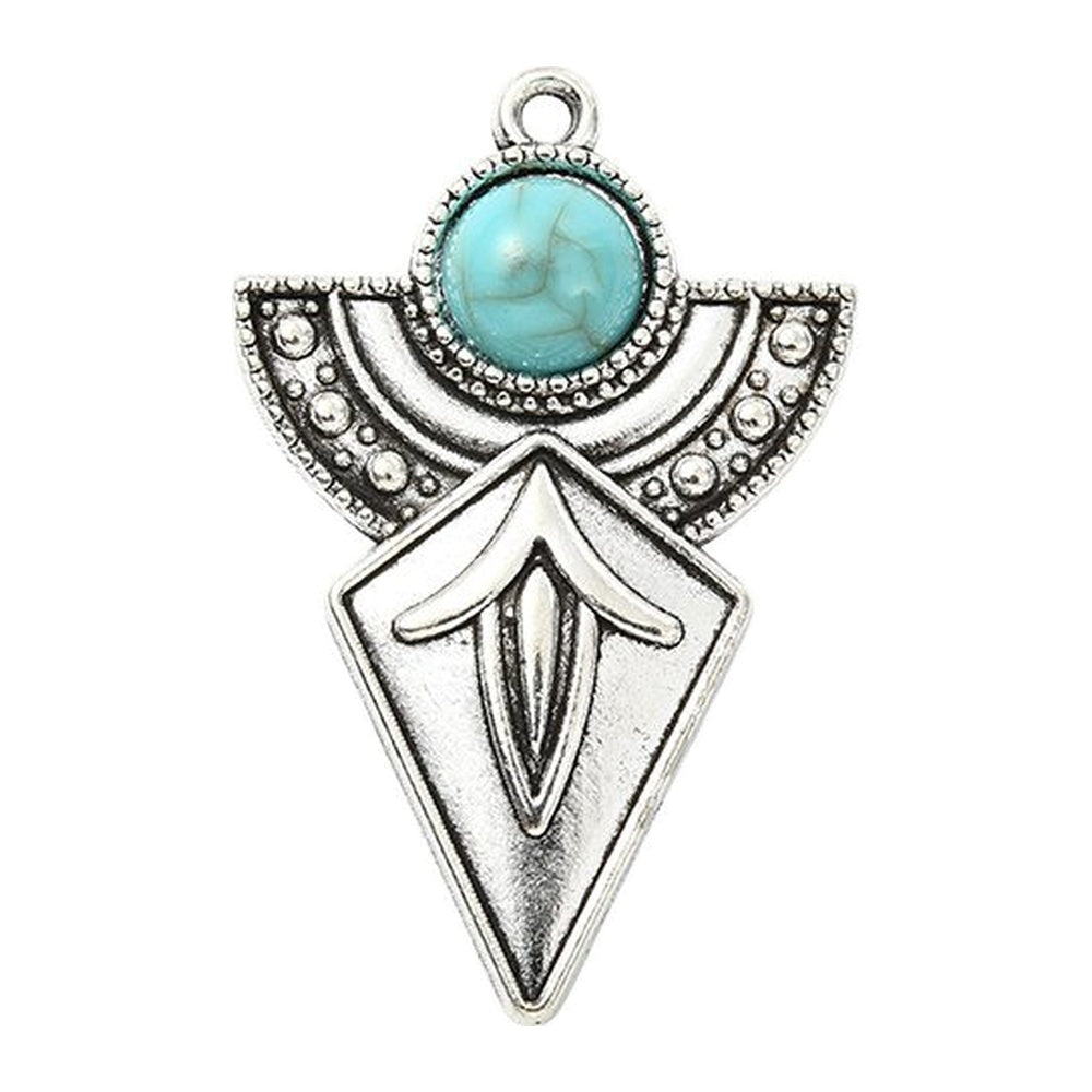 Synthetic Turquoise Pendant with Antique Silver Tibetan Style Alloy - Mixed Shapes - 21.5-42.5x11.5-25x3-7mm