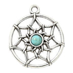Synthetic Turquoise Pendant with Antique Silver Tibetan Style Alloy - Mixed Shapes - 21.5-42.5x11.5-25x3-7mm
