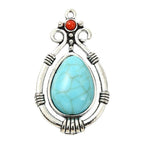 Synthetic Turquoise Pendant with Antique Silver Tibetan Style Alloy - Mixed Shapes - 21.5-42.5x11.5-25x3-7mm