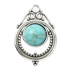 Synthetic Turquoise Pendant with Antique Silver Tibetan Style Alloy - Mixed Shapes - 21.5-42.5x11.5-25x3-7mm