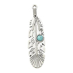 Synthetic Turquoise Pendant with Antique Silver Tibetan Style Alloy - Mixed Shapes - 21.5-42.5x11.5-25x3-7mm
