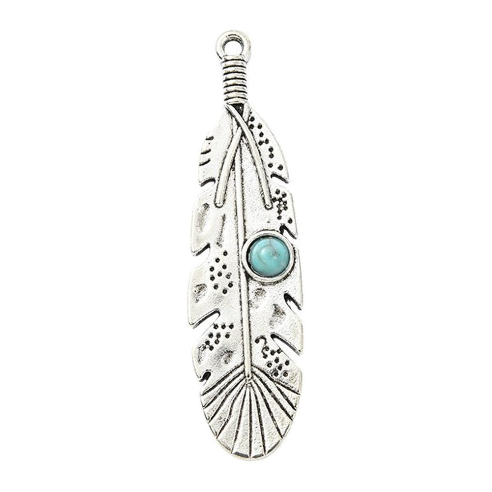 Synthetic Turquoise Pendant with Antique Silver Tibetan Style Alloy - Mixed Shapes - 21.5-42.5x11.5-25x3-7mm