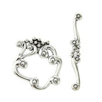 Tibetan Style Antique Silver Alloy Toggle Clasps - Flower: 16-28x15-20mm - Bar: 16-36x4-5mm