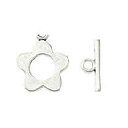 Tibetan Style Antique Silver Alloy Toggle Clasps - Flower: 16-28x15-20mm - Bar: 16-36x4-5mm