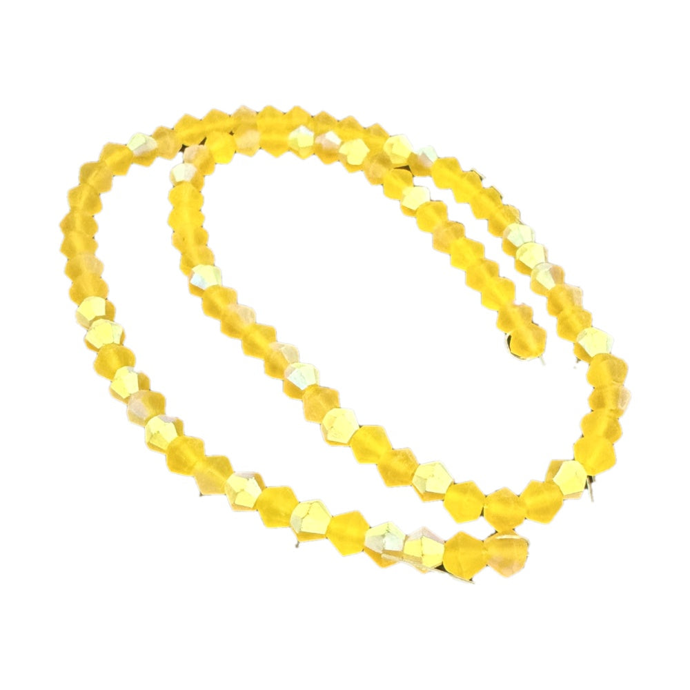 Gold Imitate Austrian Crystal Frosted Glass Beads Strand - Grade AA - Faceted Bicone - 4x4mm - Appx 75 per strand