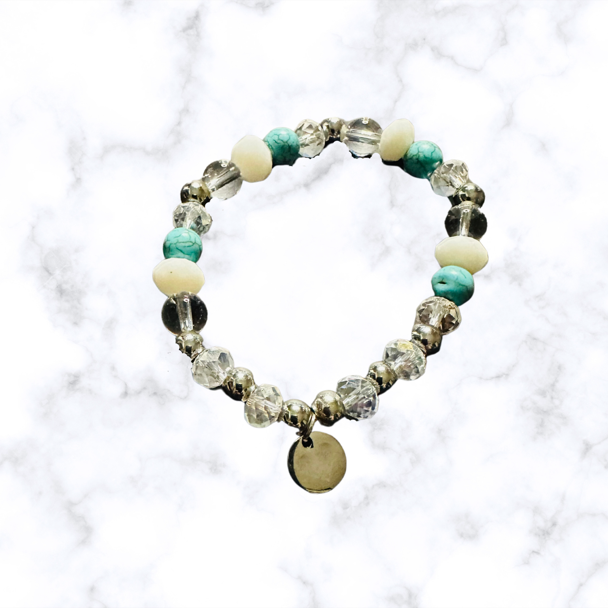Bohemian Blue & White Stretchy Bracelet