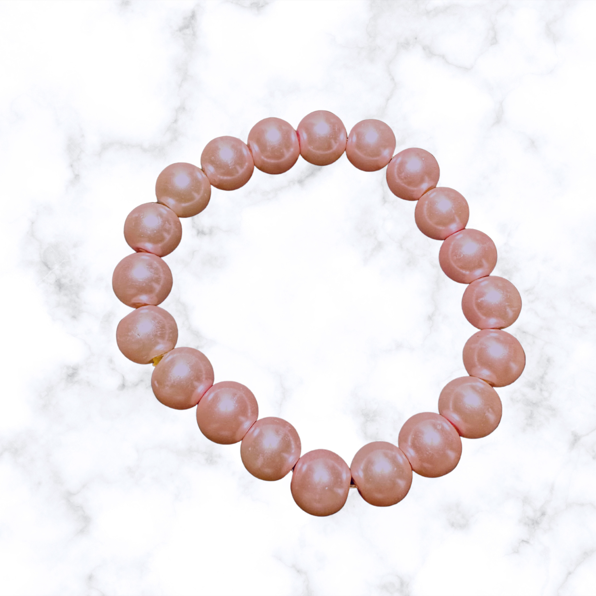 Baby Pink Glass Pearl Stretchy Bracelet