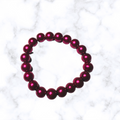 Ruby Pink Glass Pearl Stretchy Bracelet