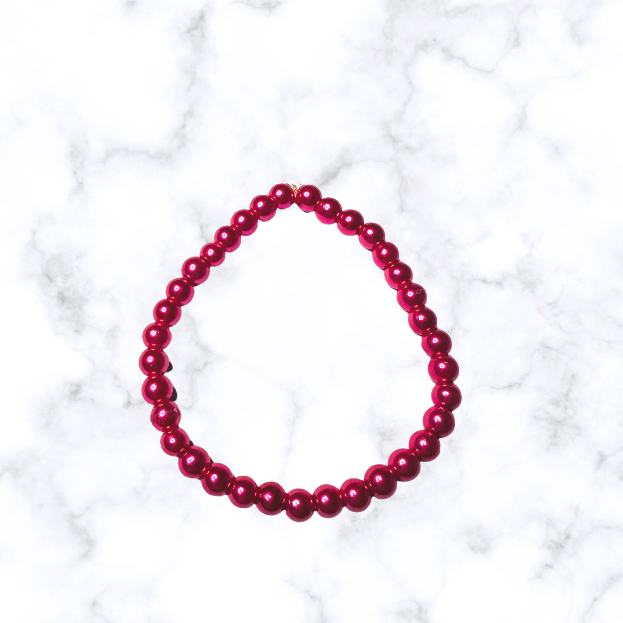 Hot Pink Glass Pearl Stretchy Bracelet