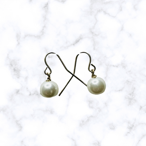 White Glass Pearl Earrings