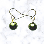 Dark Green Glass Pearl Earrings