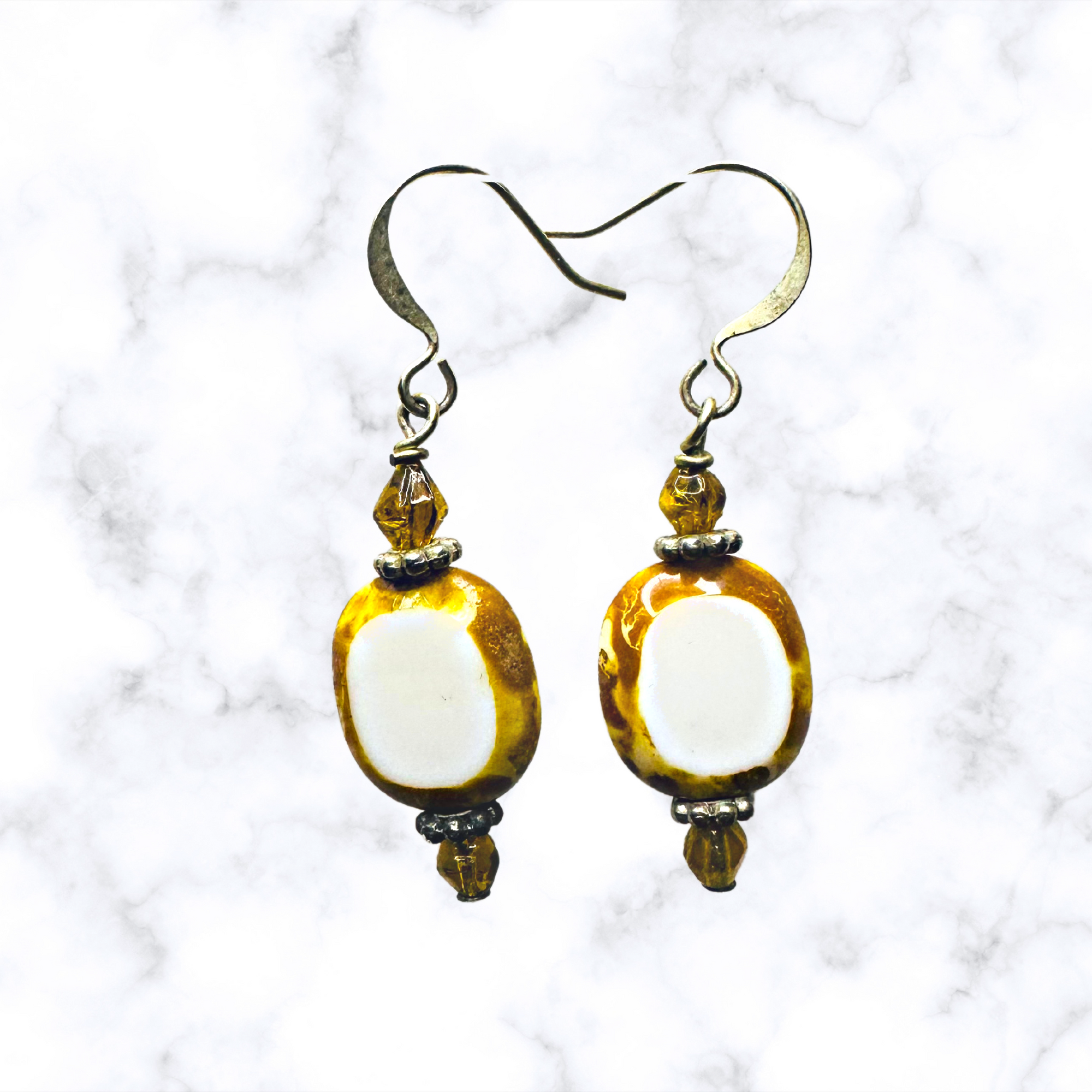 Amber & White Earrings