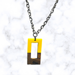 Rectangle Wood & Resin Necklace