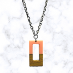 Rectangle Wood & Resin Necklace