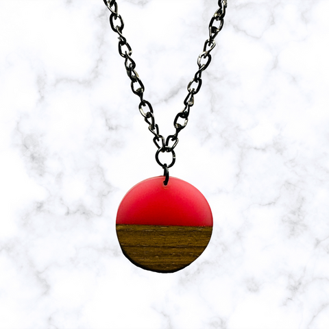 Circle Wood & Resin Necklace