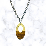 Oval Wood & Resin Necklace