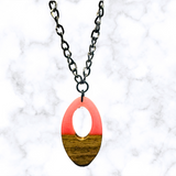 Oval Wood & Resin Necklace