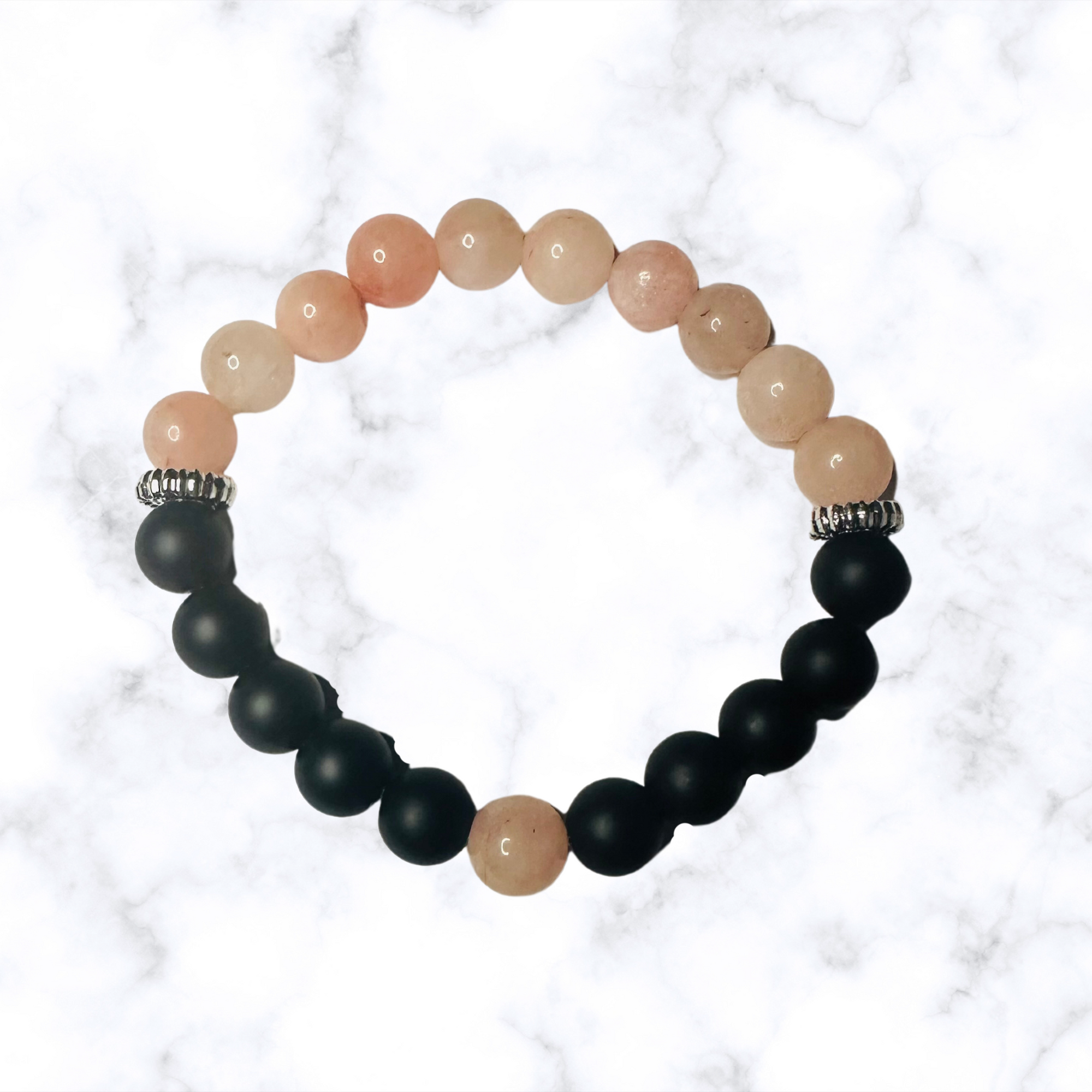 Obsidian & Pink Opal Stretchy Bracelet