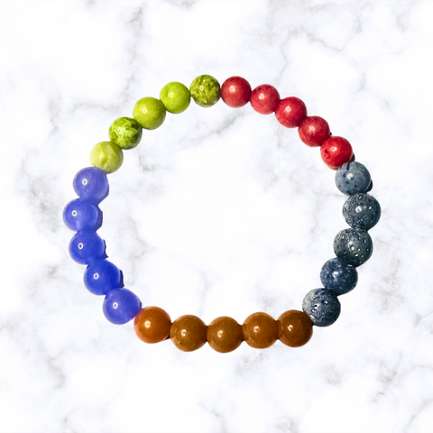 Multi-Color Gemstone Stretchy Bracelet
