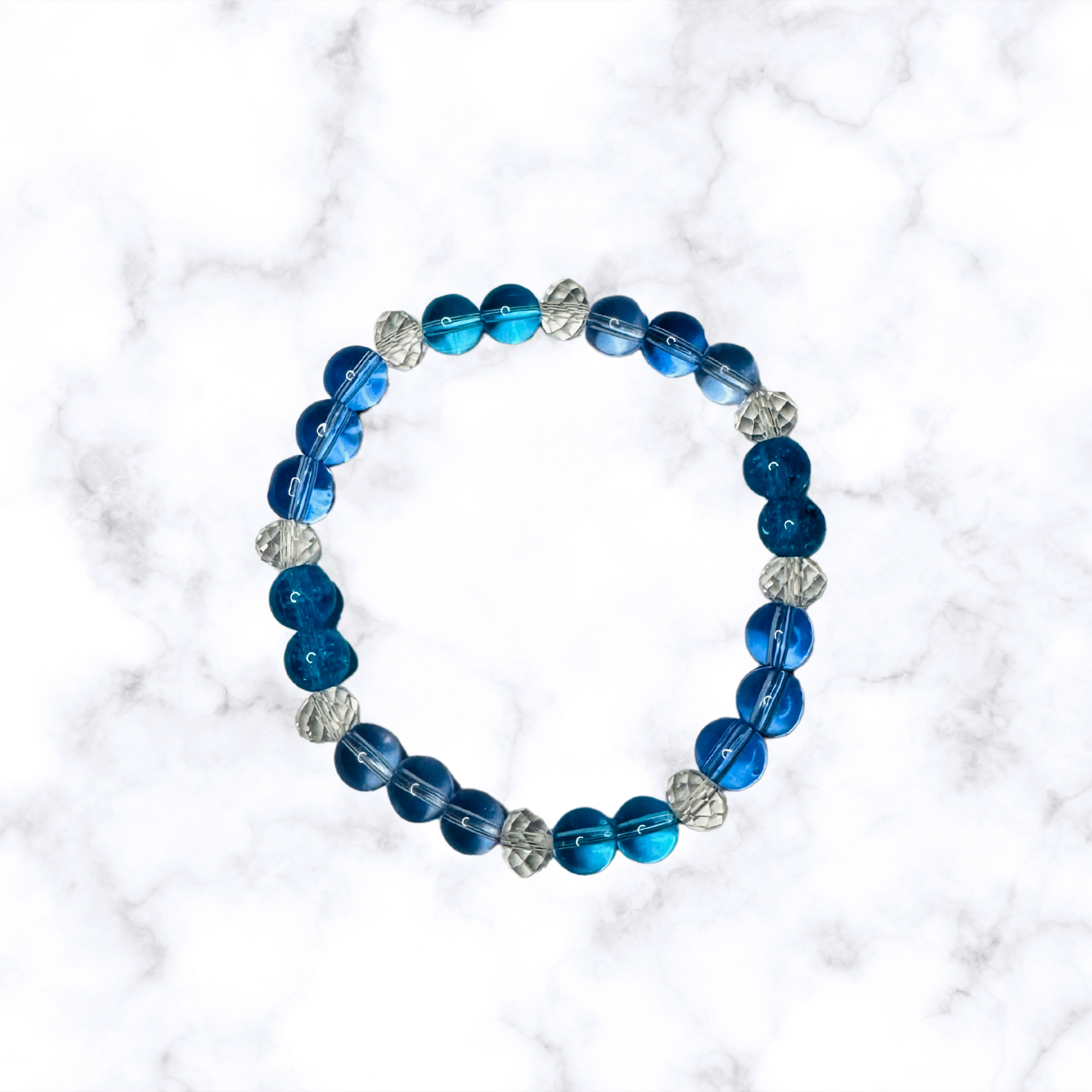 Blues & Clear Stretchy Bracelet