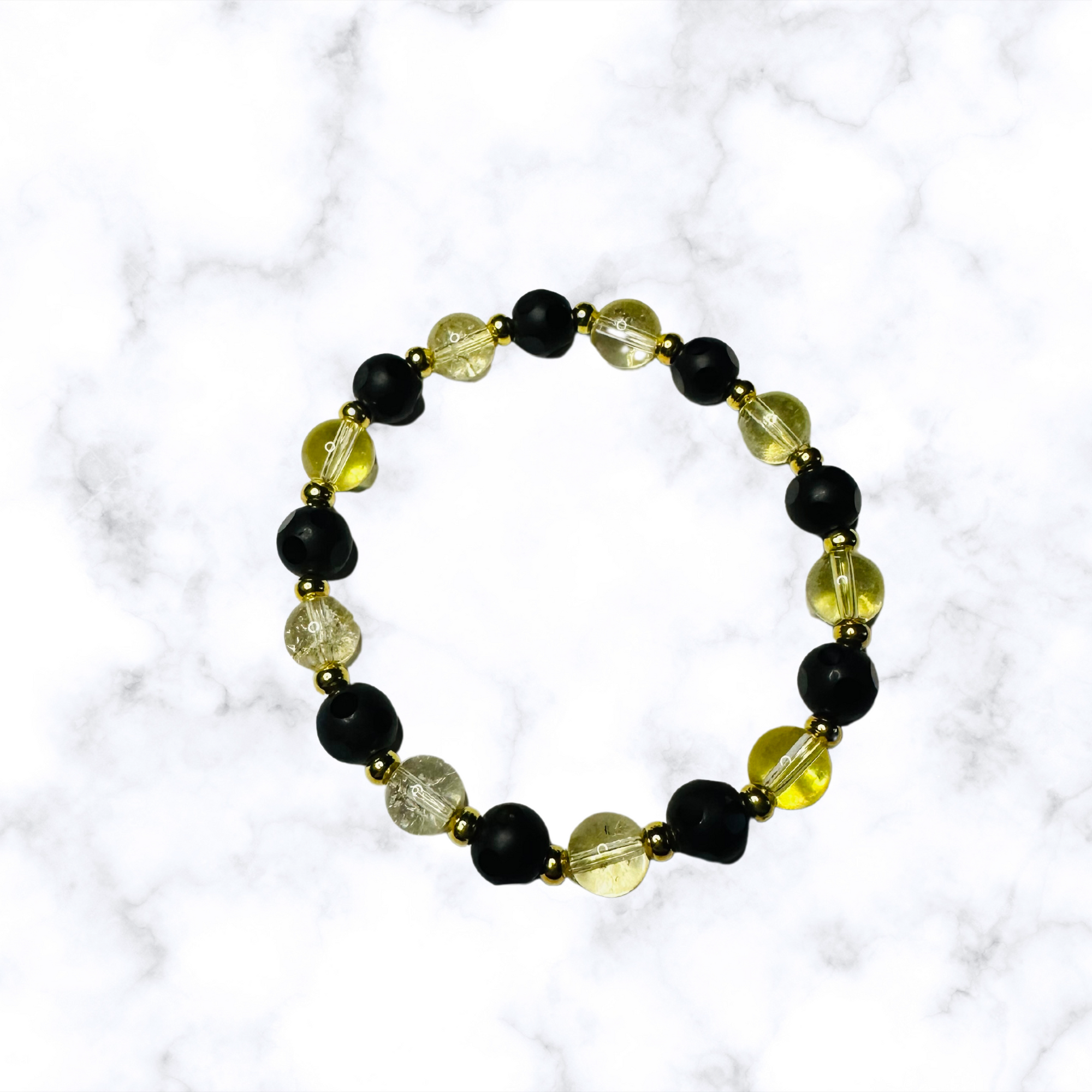 Light Yellow Glass Stretchy Bracelet