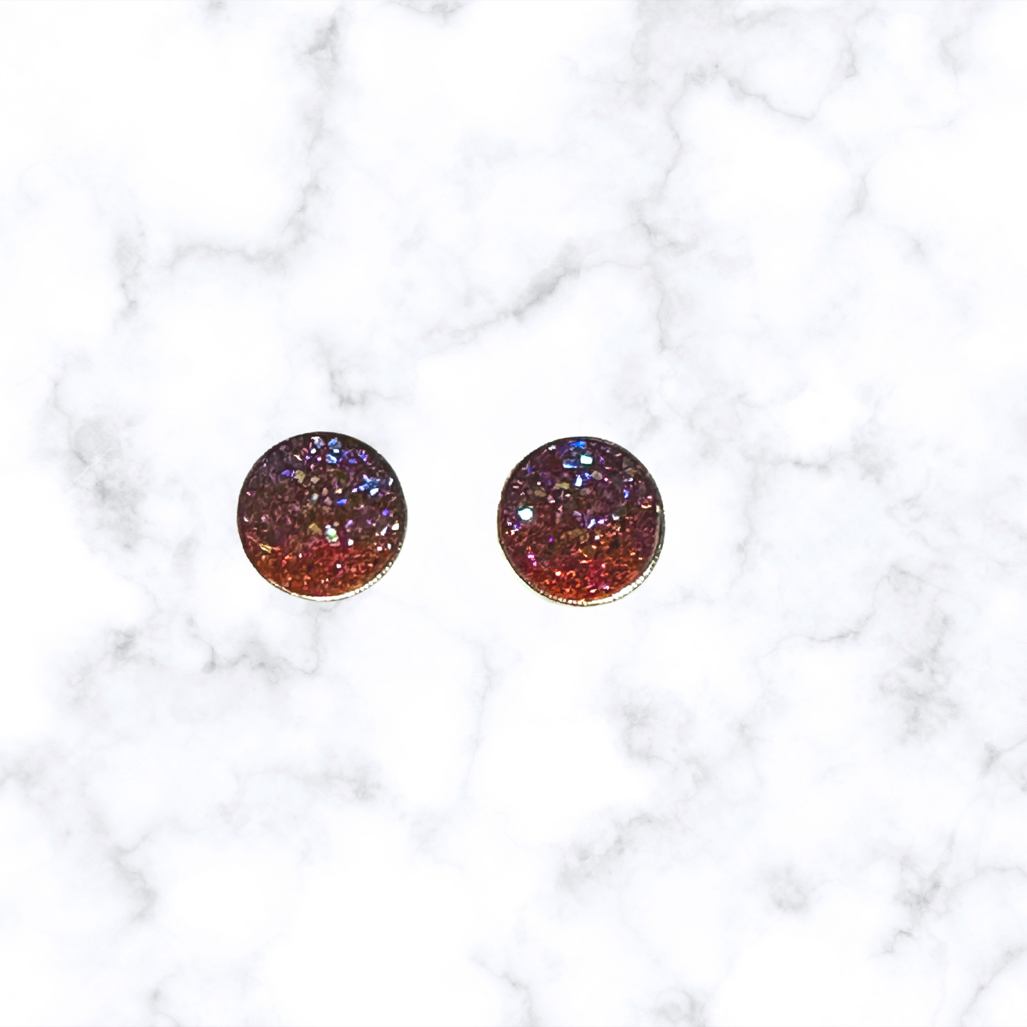 12mm Druzy Silver Post Earrings