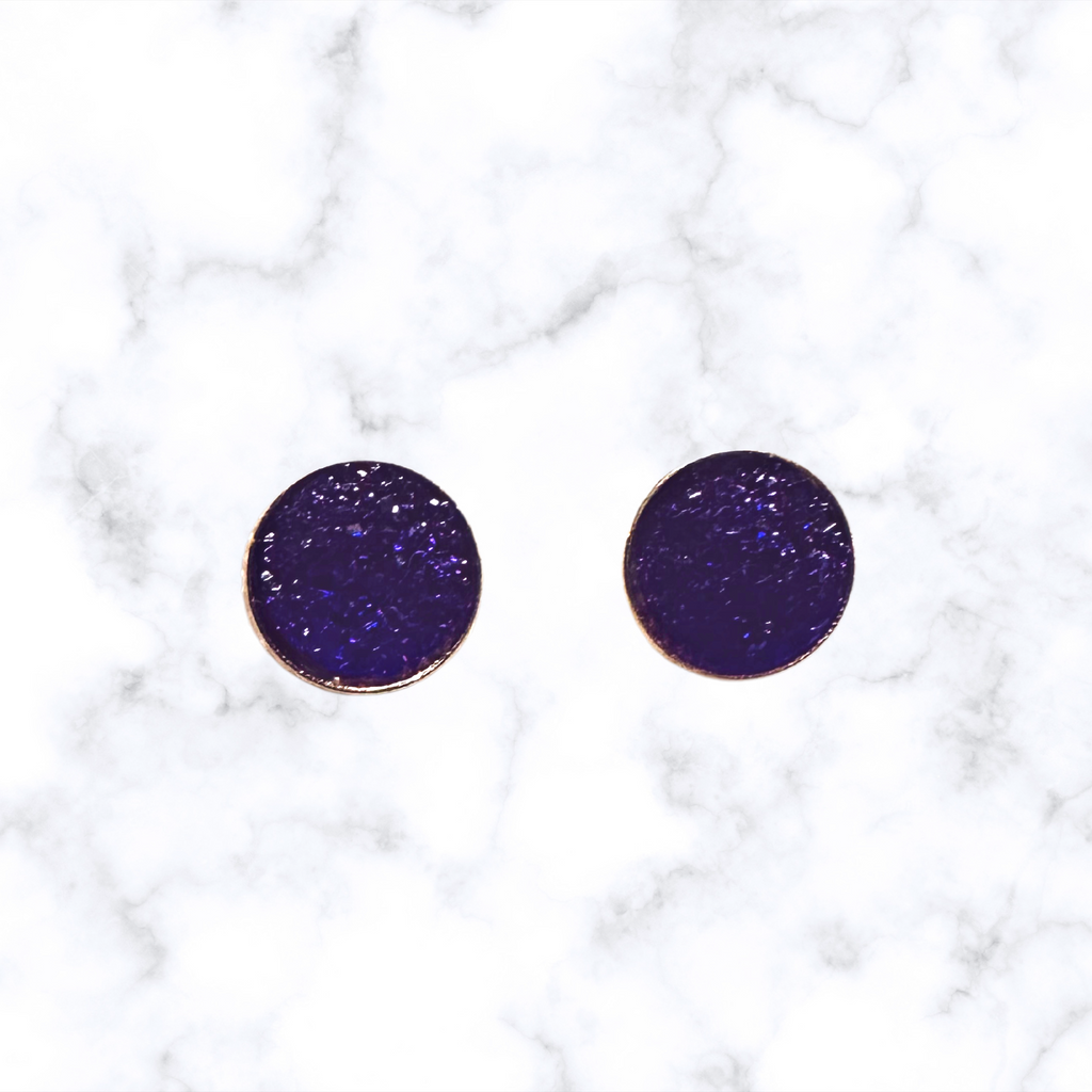 12mm Druzy Rose Gold Post Earrings