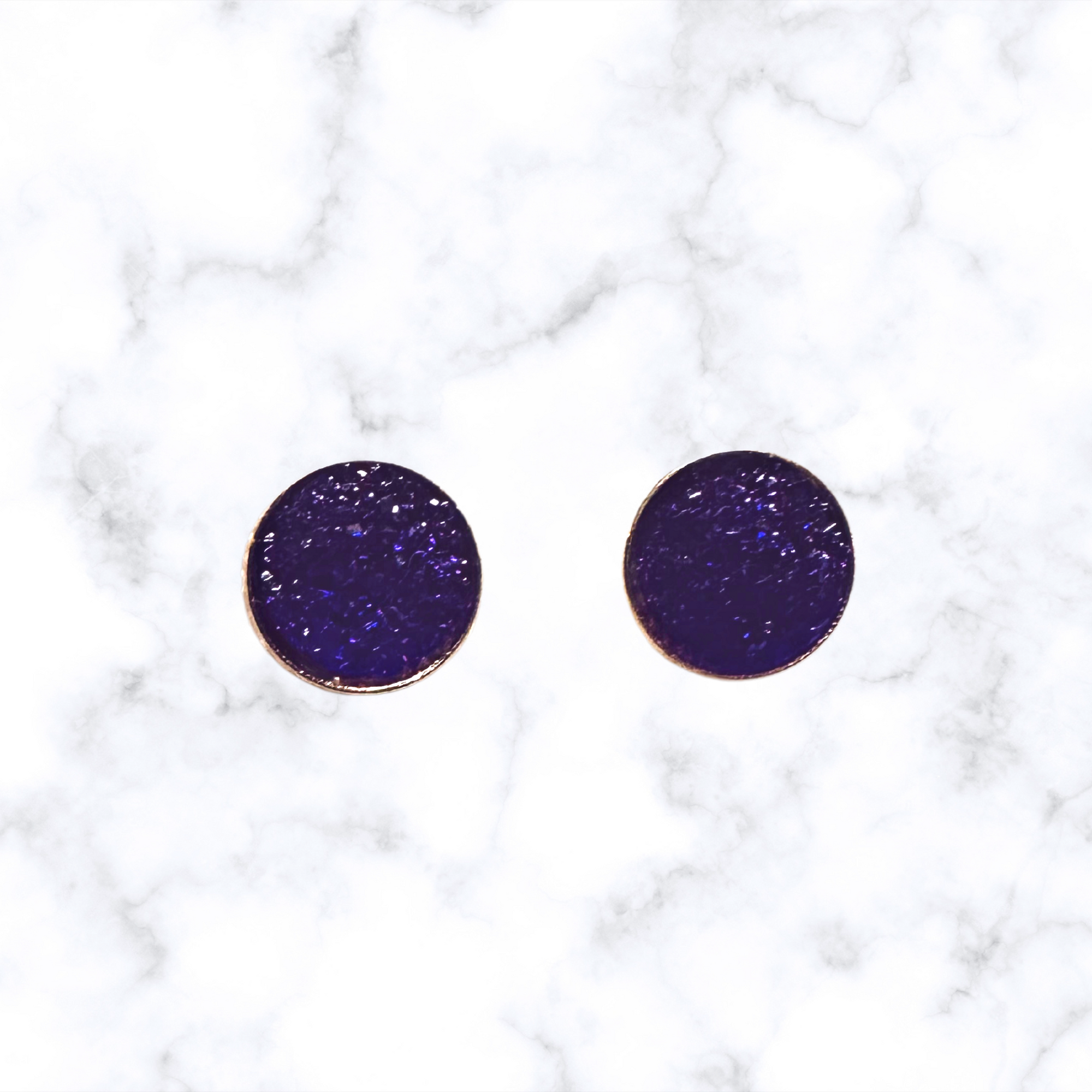 12mm Druzy Rose Gold Post Earrings