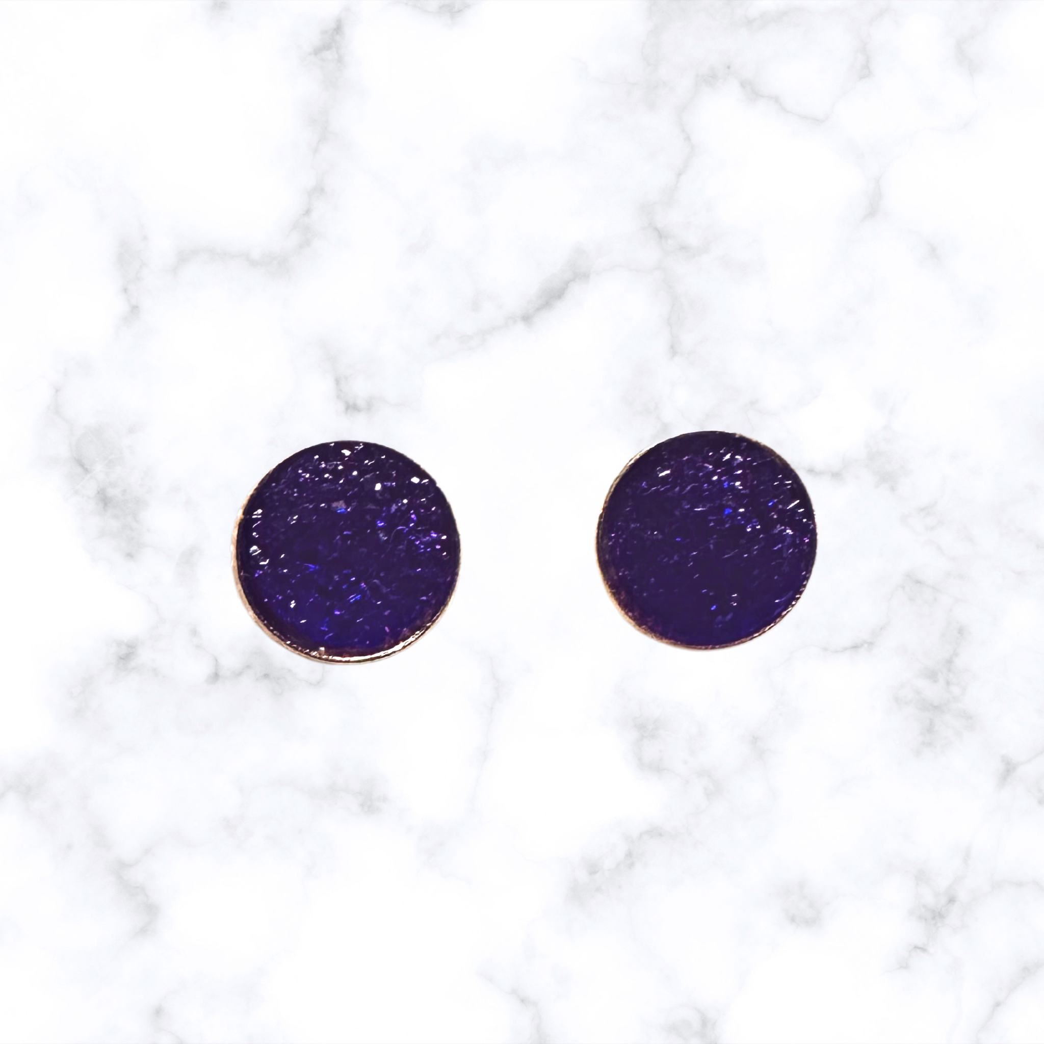 12mm Druzy Rose Gold Post Earrings