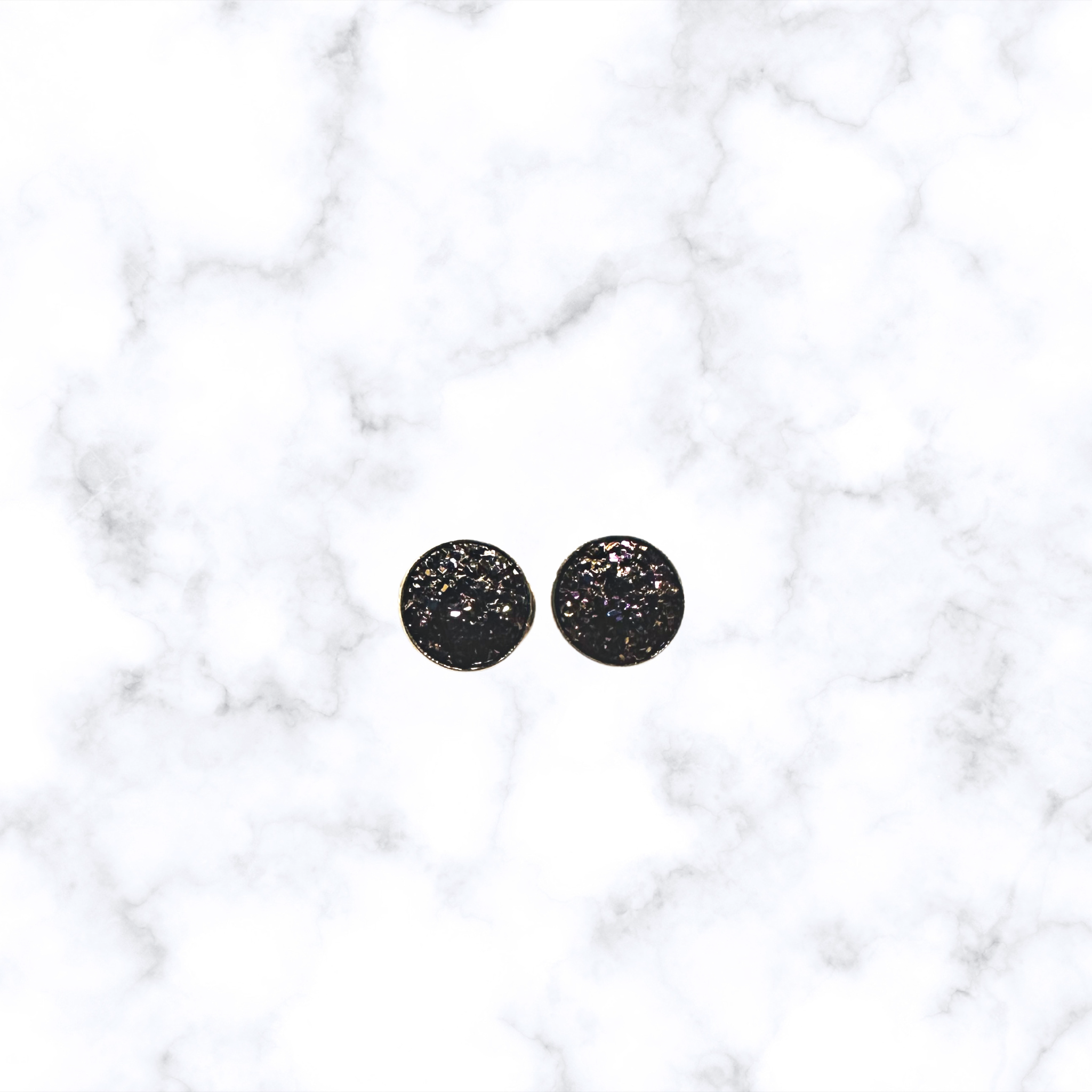 12mm Druzy Rose Gold Post Earrings