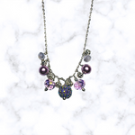 Purple Dangle Bead Necklace - Front view 