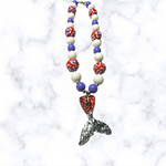 Purple Red and White mermaid tail necklace