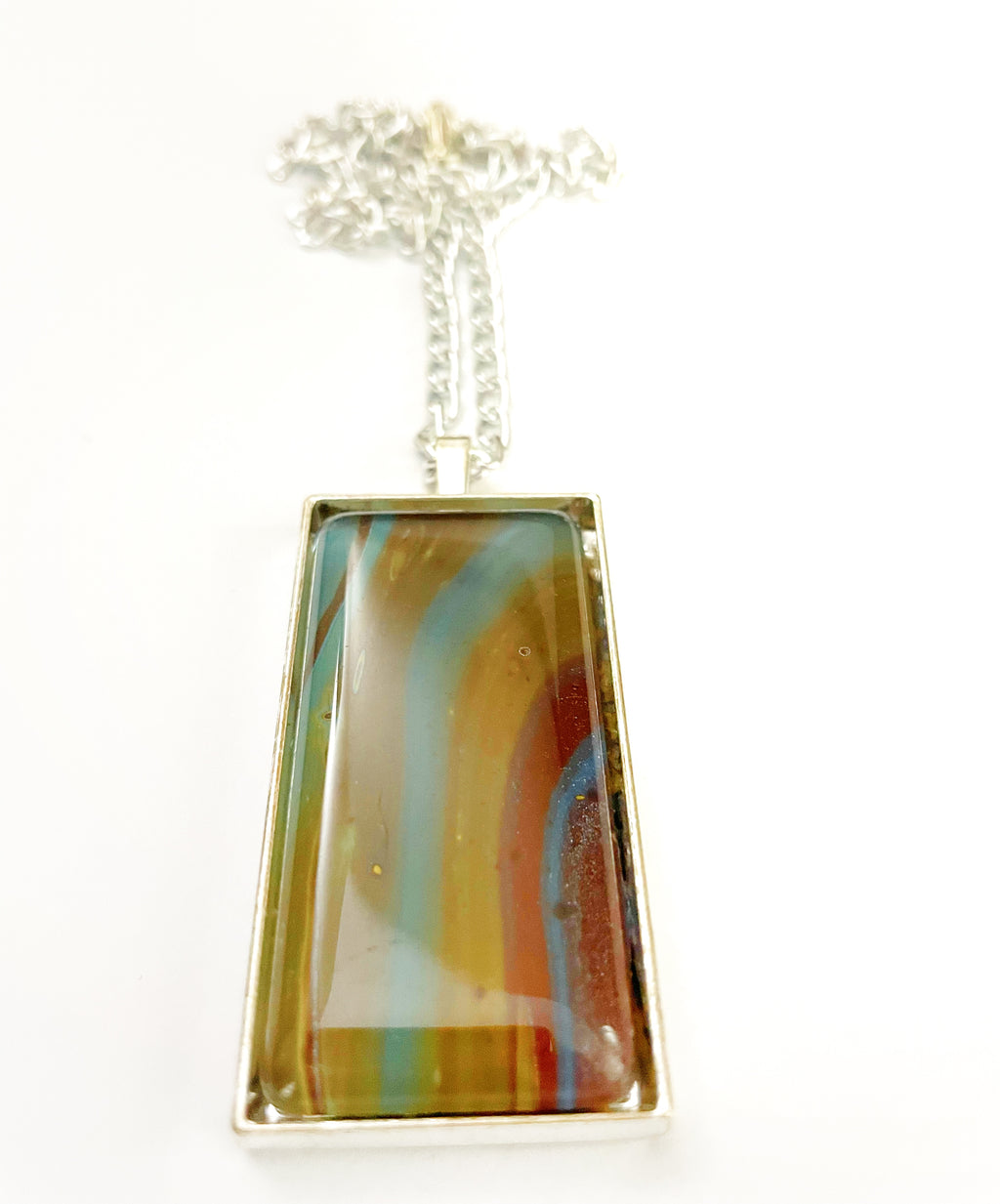 Brown, Blue and Yellow Acrylic Necklaces