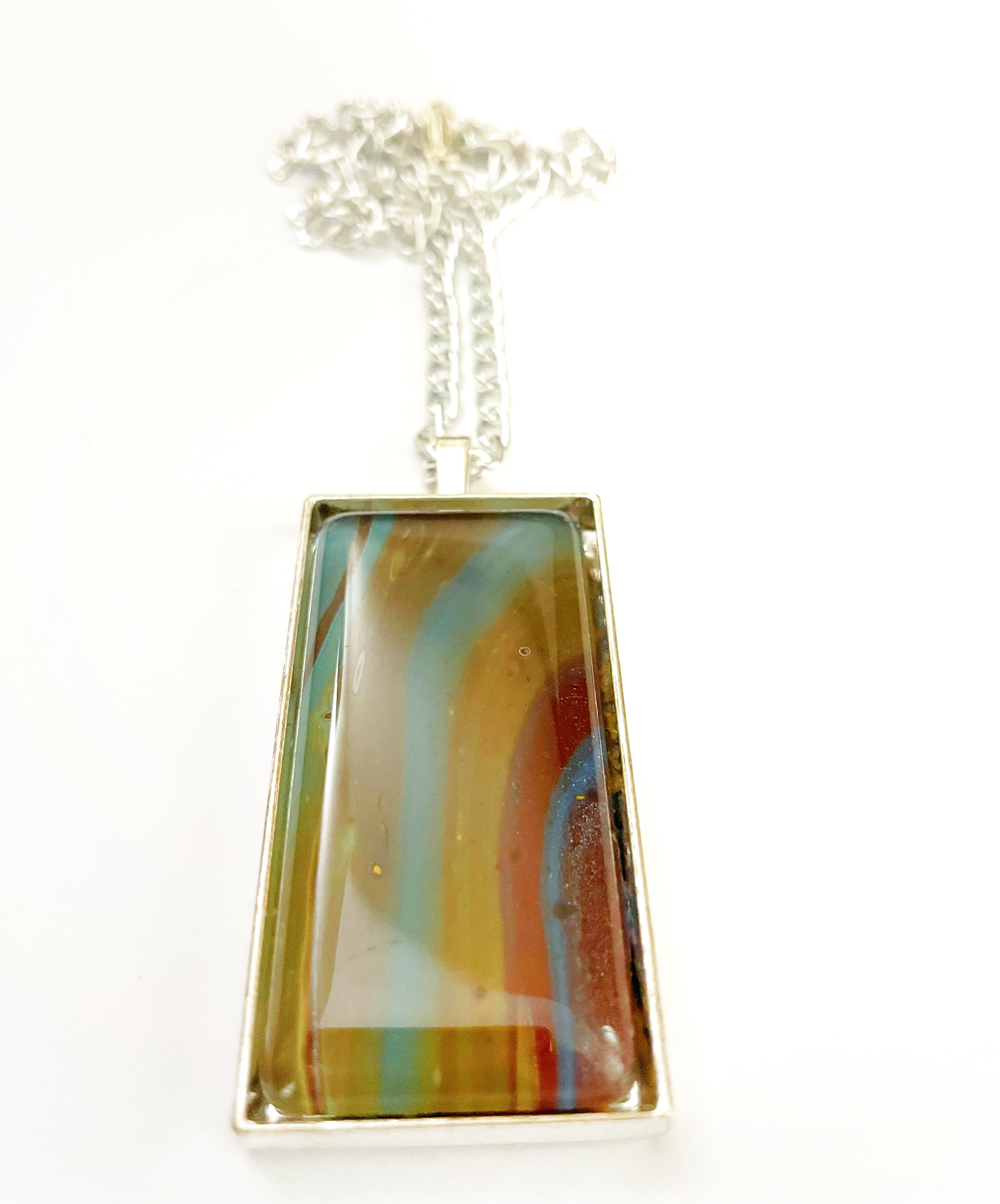 Brown, Blue and Yellow Acrylic Necklaces