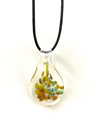 Multiple Color Glass on Clear Glass Necklace