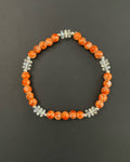 Orange Red Speckled Glass Stretchy Bracelet